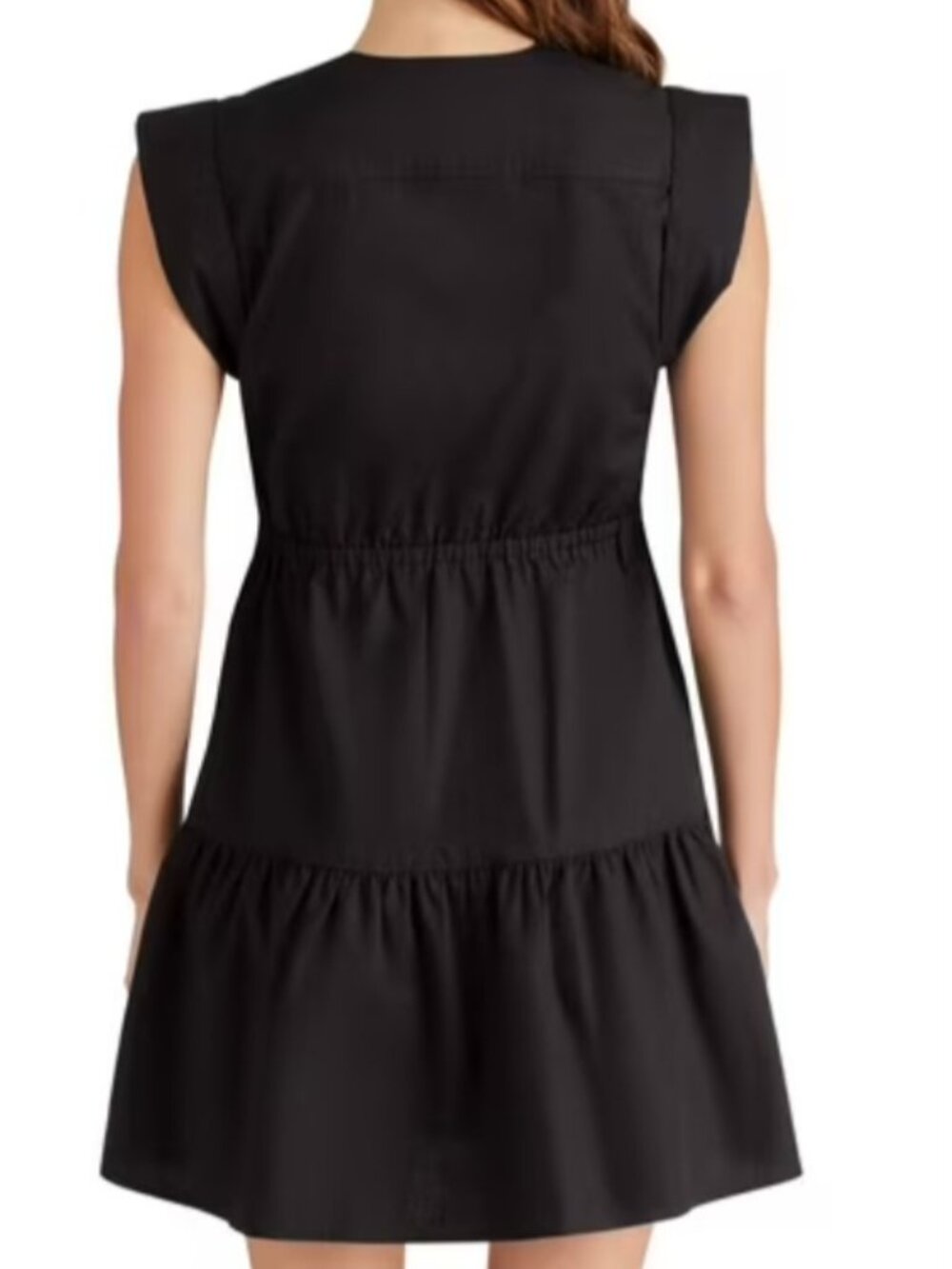 Steve Madden Women's V-Neck Cotton Tiered Hem Line Mini Dress - Picture 2 of 4